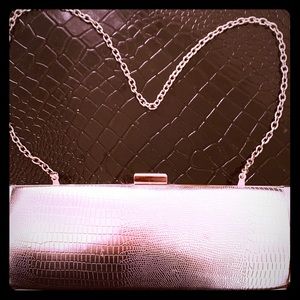 FAUX SNAKESKIN SILVER CLUTCH